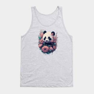 Cute Panda bear with florals and foliage t-shirt design, apparel, mugs, cases, wall art, stickers, travel mug Tank Top